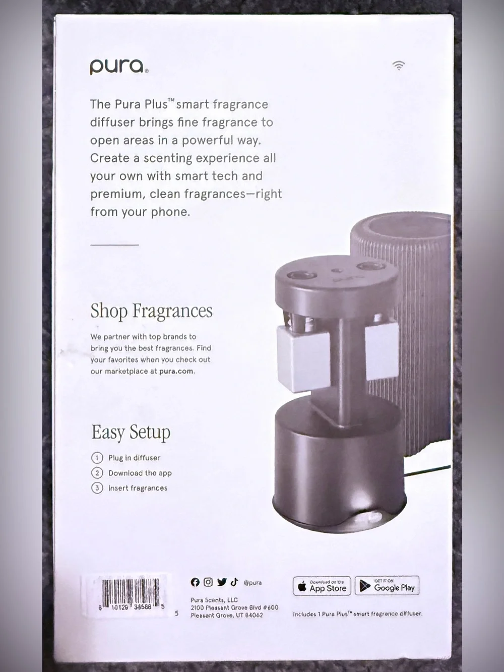 Pura Home Plus™ Smart home fragrance diffuser. No fragrance refill included
